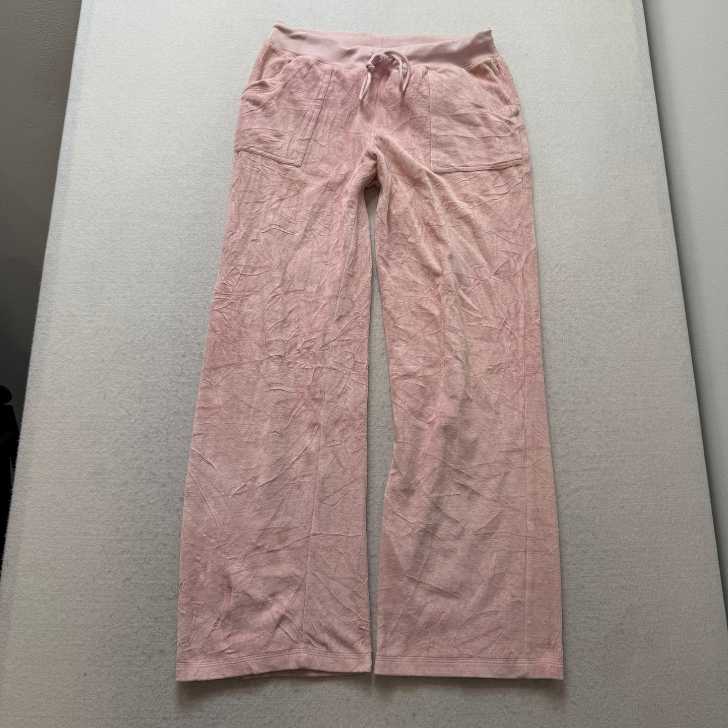 Juicy Couture Dusty Rose Velour Tracksuit Set Zip Up Hoodie & Flared Pant Size L