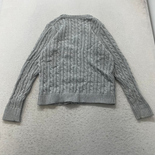 L.L. Bean Women's Grey Cable Knit Crewneck Sweater Pullover Heavyweight Size M
