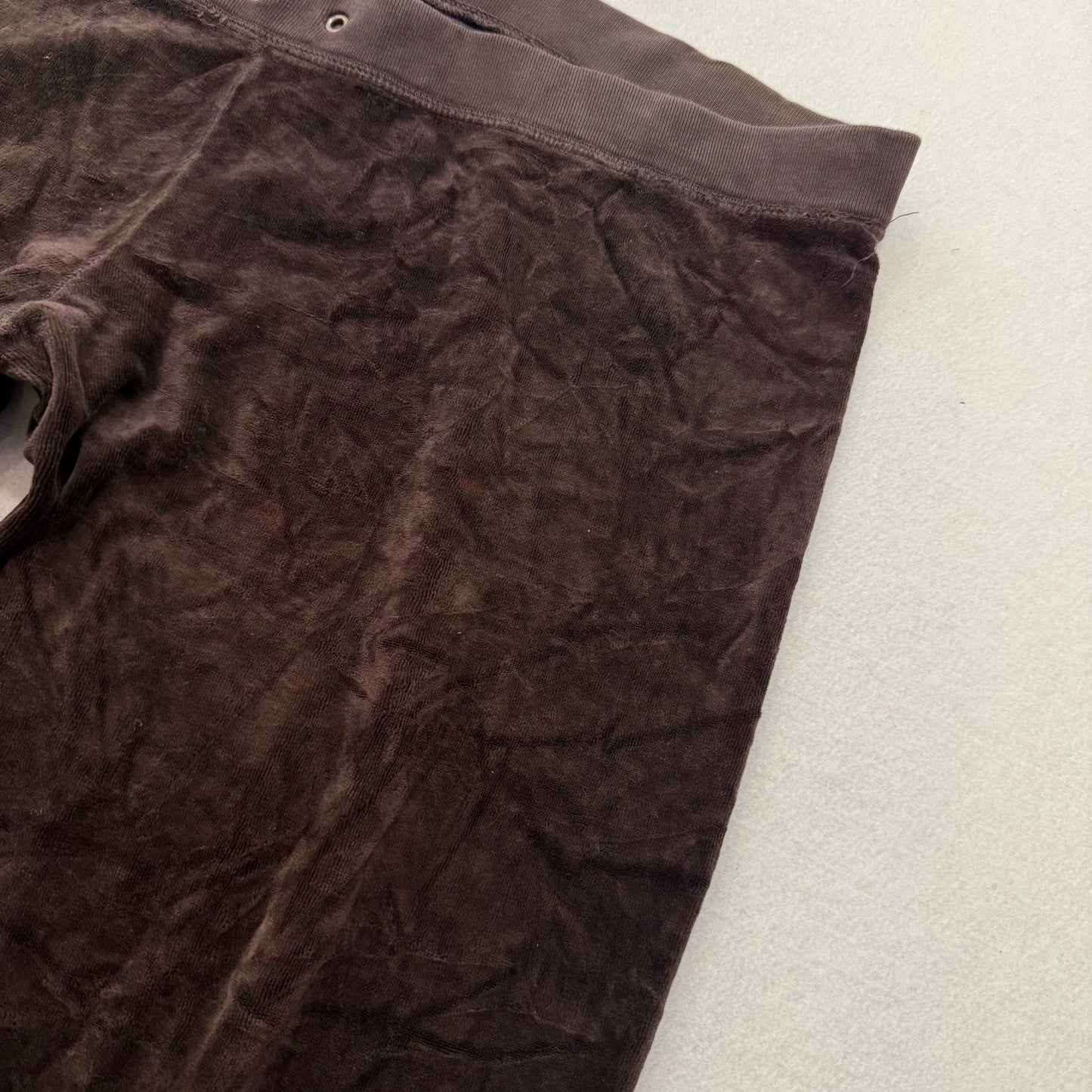 Juicy Couture Women's Dark Brown Velour Wide Leg Flare Track Pant Casual Size XL