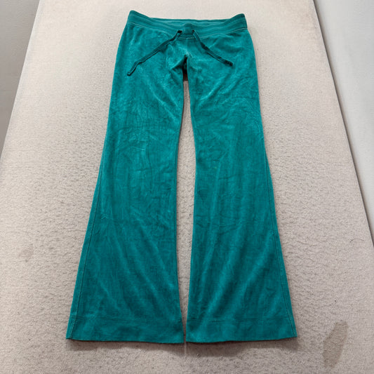 Juicy Couture Women's Teal Velour Flared Track Pant Drawstring Pockets Size M