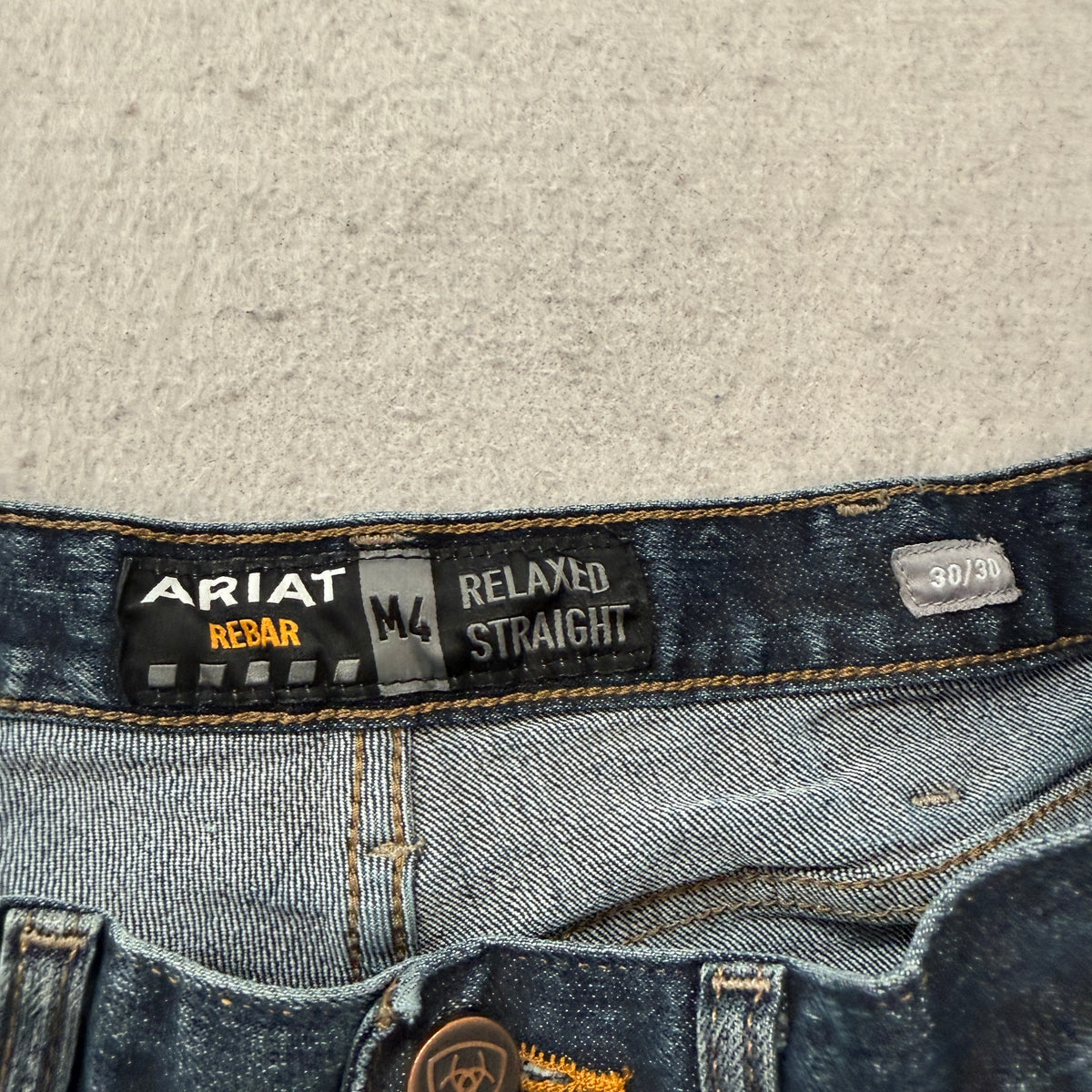 Ariat Rebar M4 Relaxed Straight Jeans Dark Wash Size 32x32 photo 3
