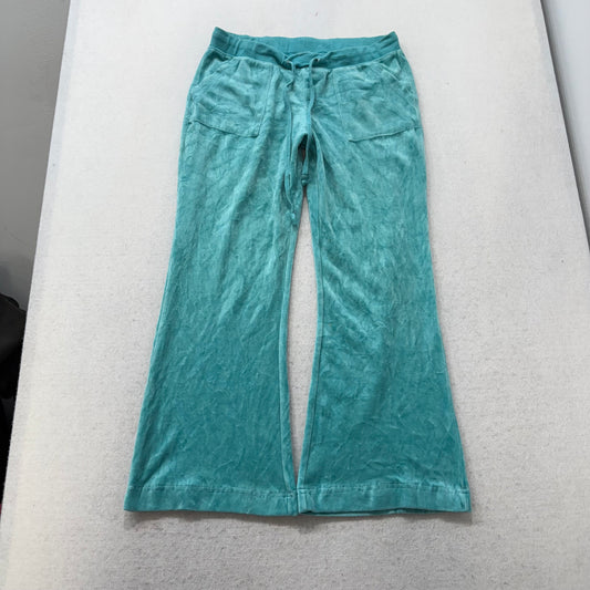 Juicy Couture Womens Turquoise Velour Flared Track Pant Snap-Flap Pockets Size M