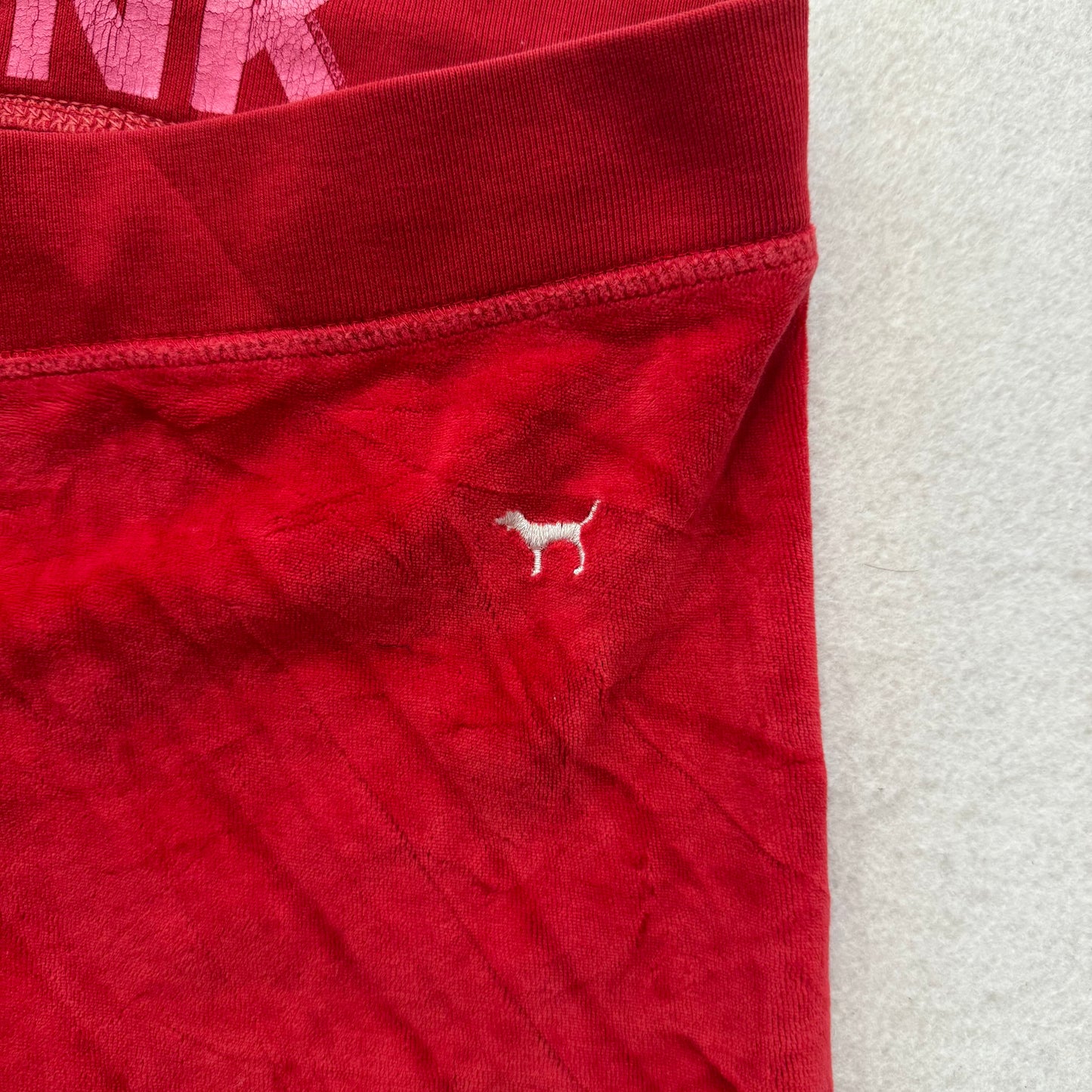 PINK By Victoria’s Secret Red Velour Track Pants Drawstring Loungewear Size L