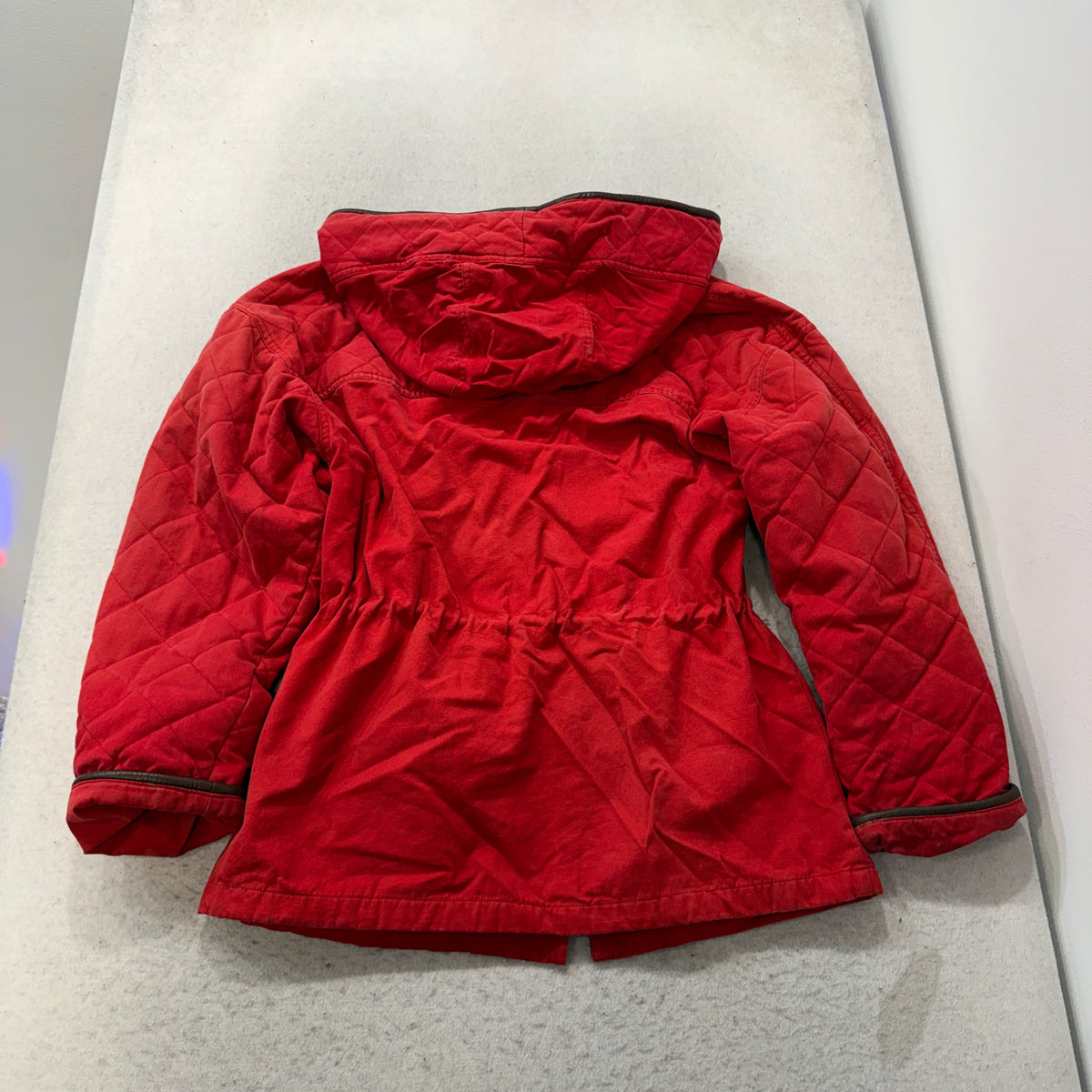 Express Quilted Hooded Jacket Plaid Lined Red Size S photo 2