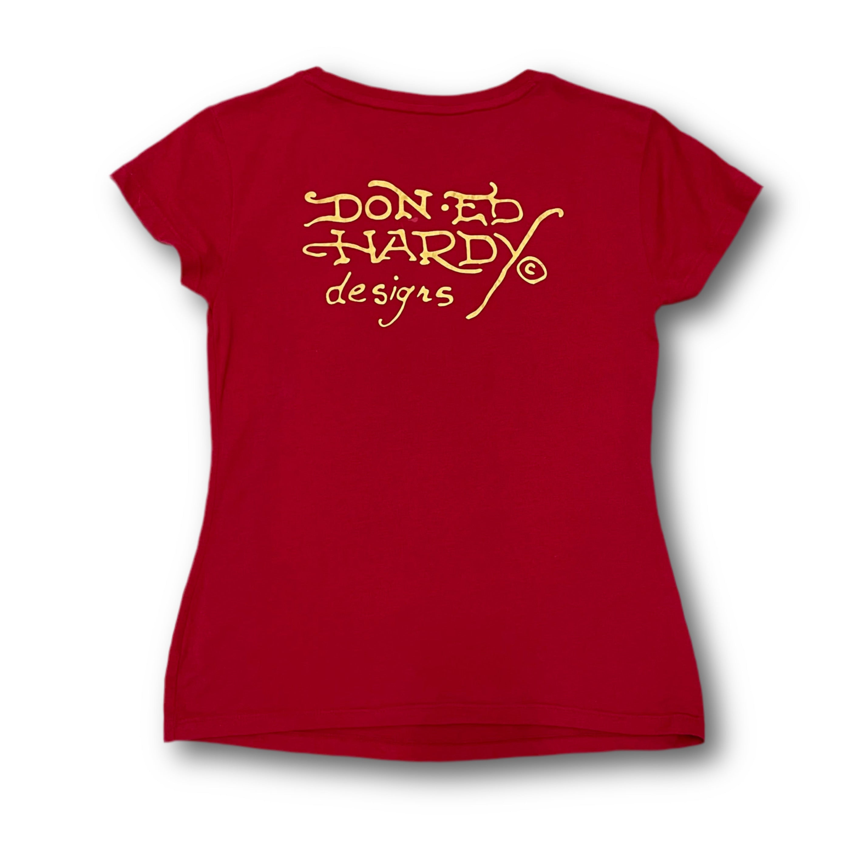 ED HARDY “Dagger Rose” CHERRY RED CAP SLEEVE BABY TEE