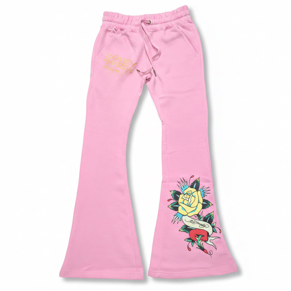 ED HARDY “Brave Eagle” BUBBLE GUM PINK BELL BOTTOM SET