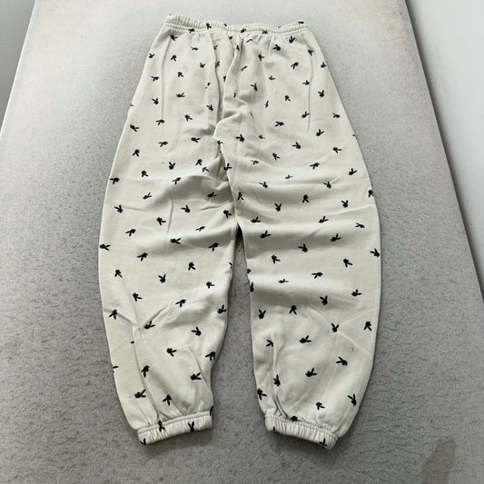 Playboy by PacSun Bunny Print Sweatpants White Fleece Jogger Cuffed Size M photo 2