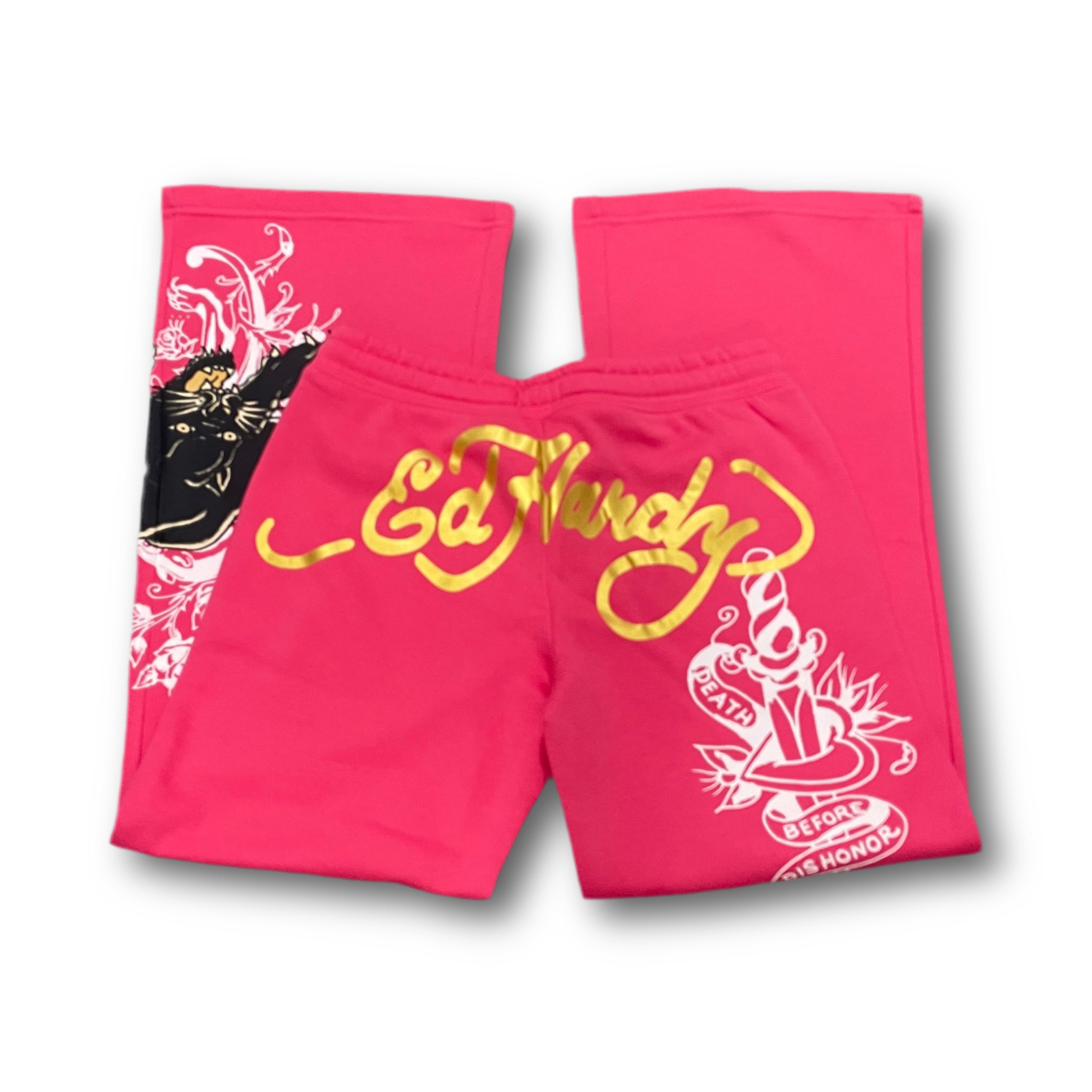 ED HARDY “Panther” ROSE PINK FLARE PANTS