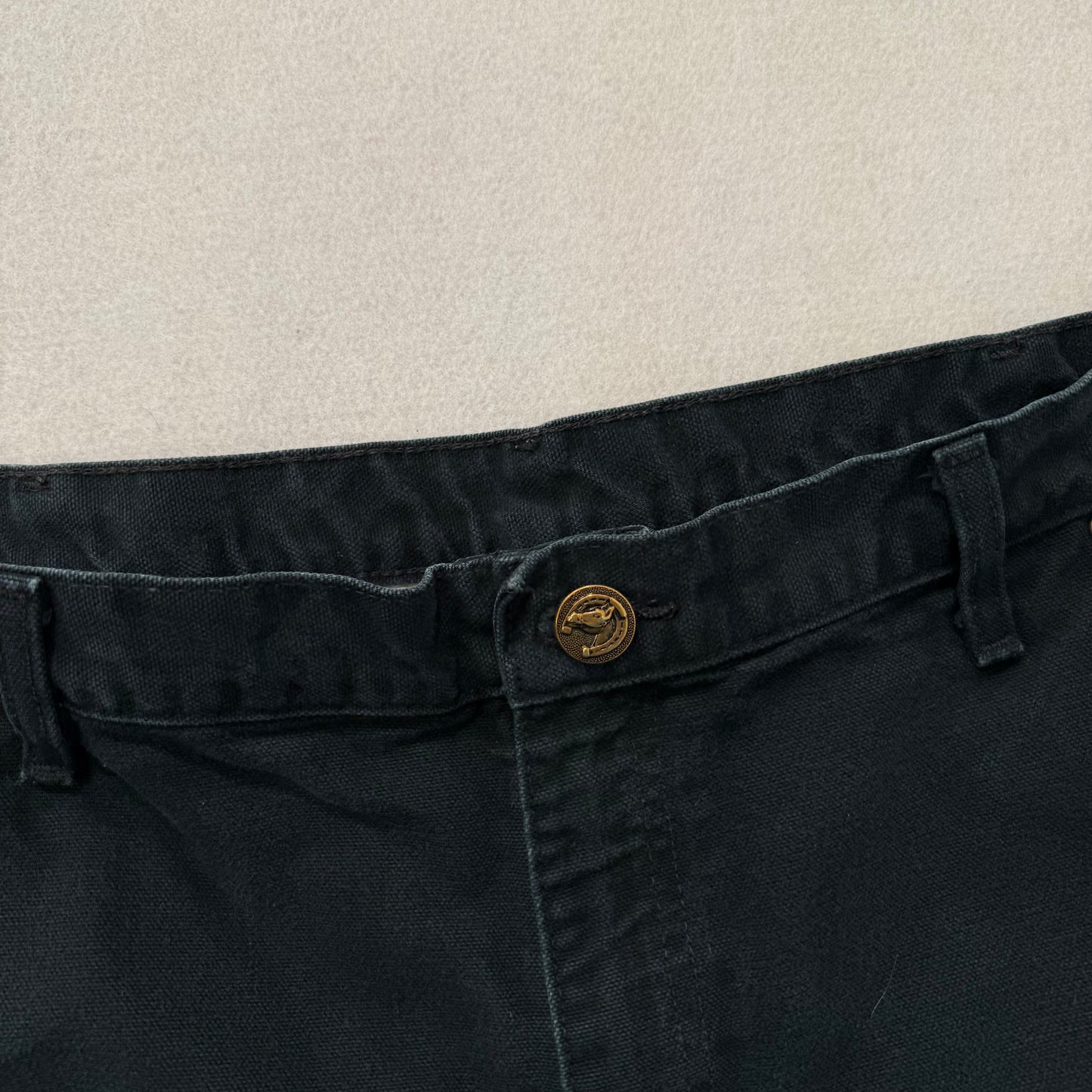 Carhartt Men's Black Washed-Duck Double Knee Work Pants Dungaree Fit Size 38