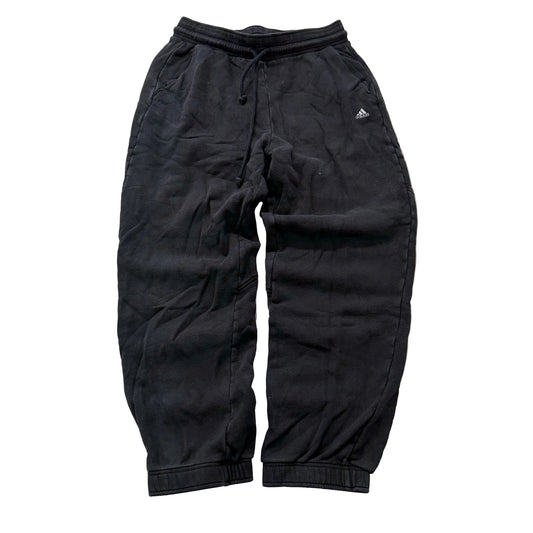 Adidas Men's Black Fleece Sweatpants Drawstring Pockets Tapered Leg Y2K Size L