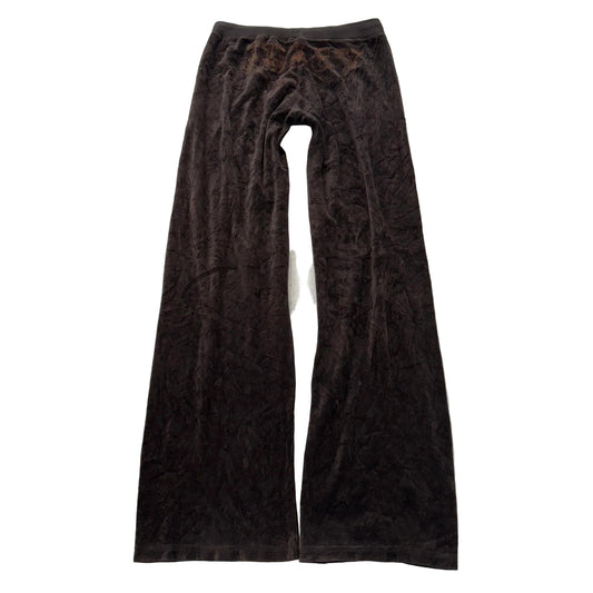 2003 Vintage Juicy Couture Women's Cocoa Brown Velour Flared Track Pant Size L