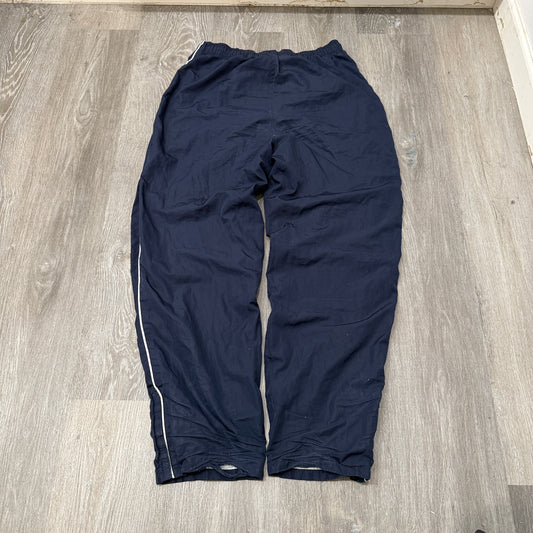 Classic Elements Women's Navy Blue Wide Track Pants Windbreaker Side Stripe - M