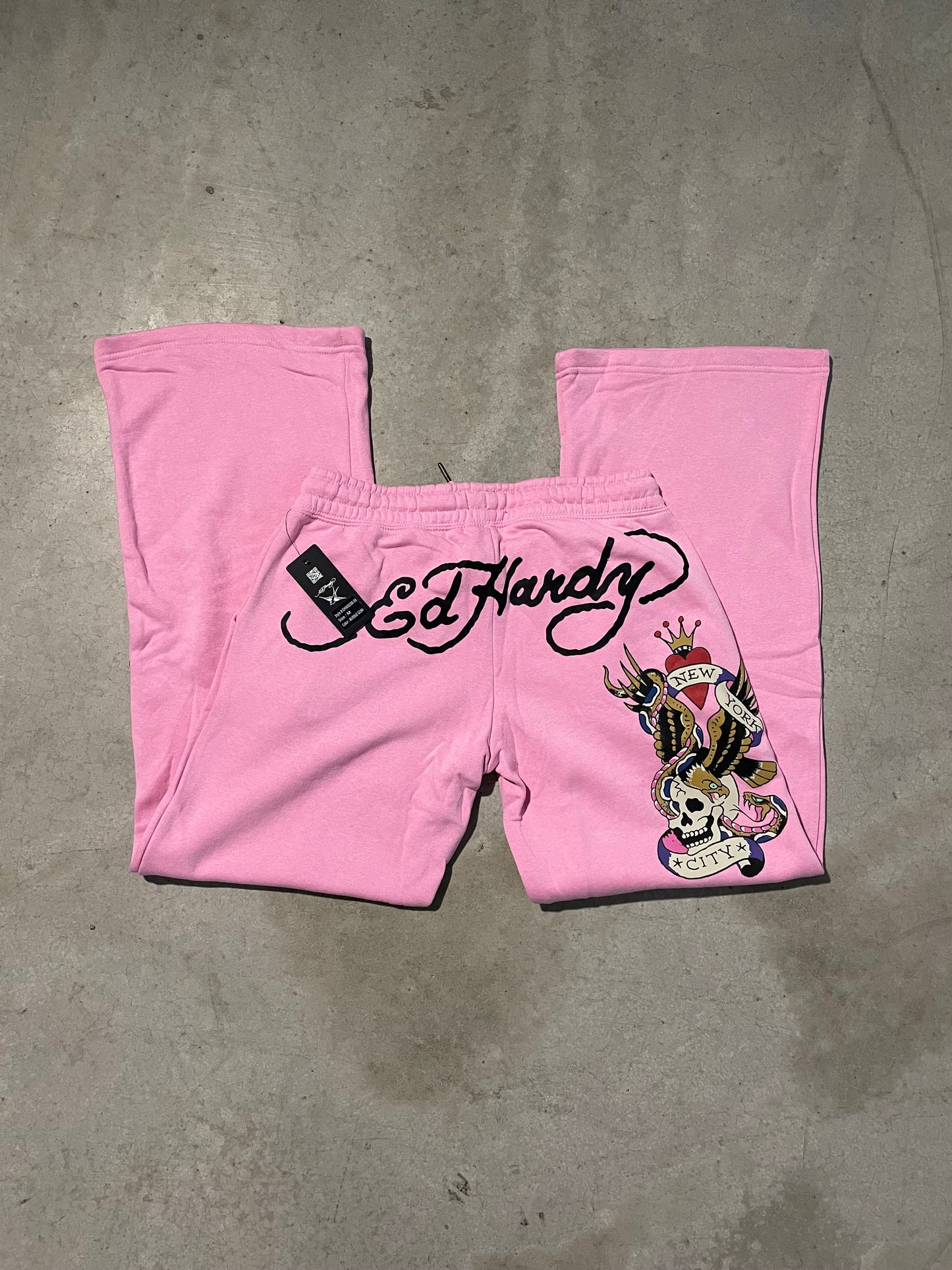 Ed Hardy “Flying Skull” Pink Flare Pants