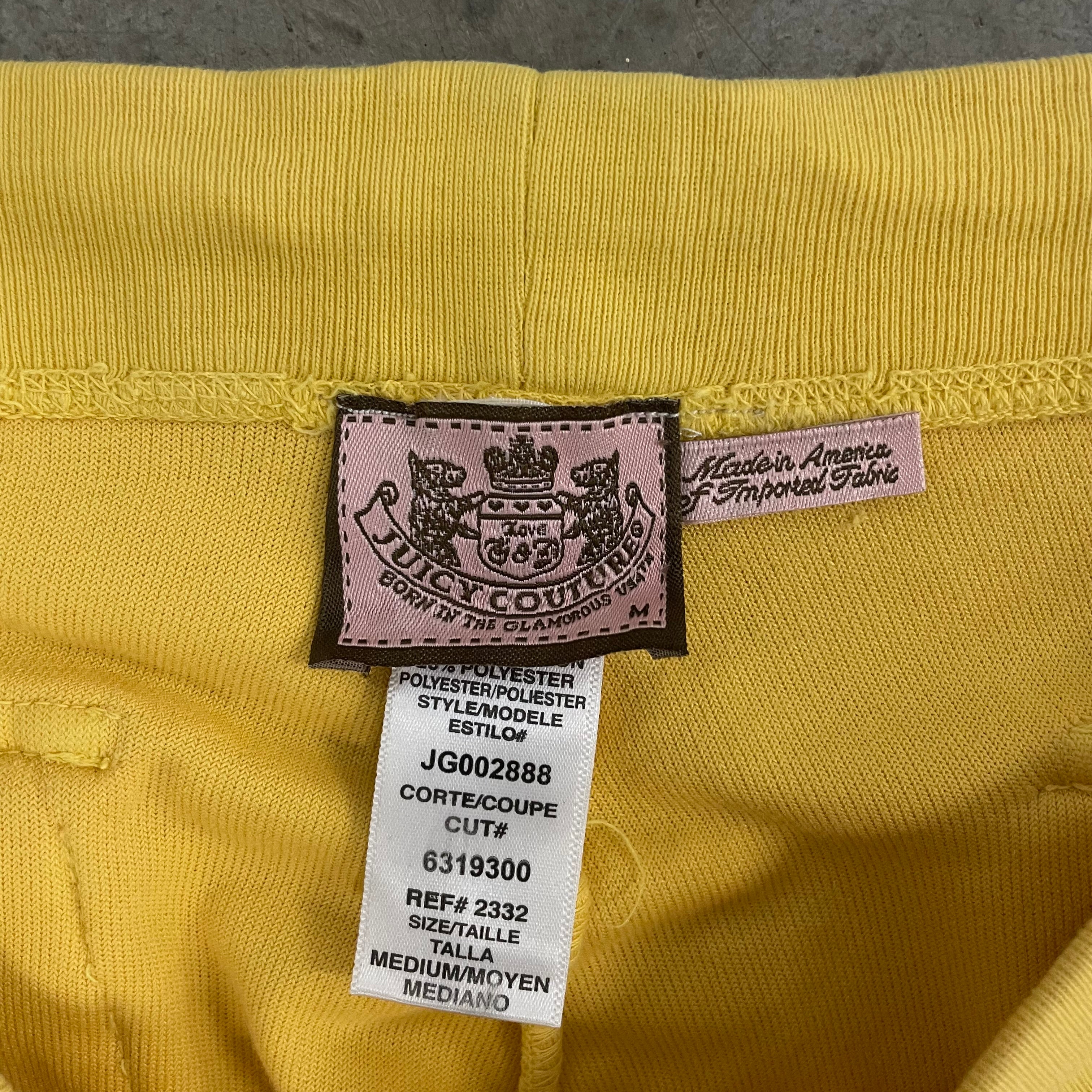 Vintage Juicy Couture Snap Pockets Terry Cloth yellow flared pants size M