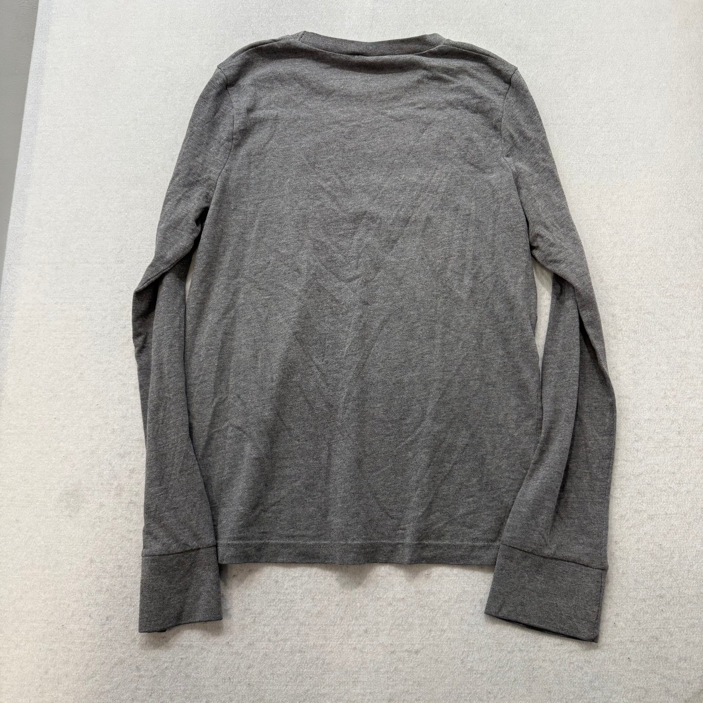 Hollister Men's Dark Gray Heather Cotton T-Shirt Long Sleeves Graphic Tee Size S