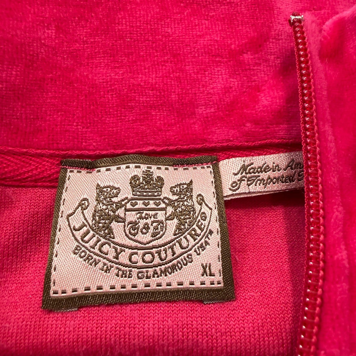 Juicy Couture Women's Hot Pink Velour Zip-Up Track Jacket Butterfly Graphic - XL