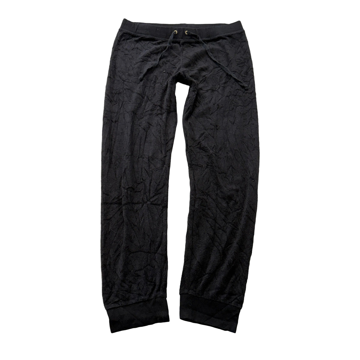 Juicy Couture Black Label Women Black Velour Tapered Leg Pants Drawstring Size S