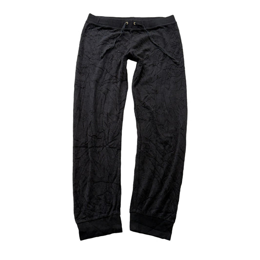Juicy Couture Black Label Women Black Velour Tapered Leg Pants Drawstring Size S
