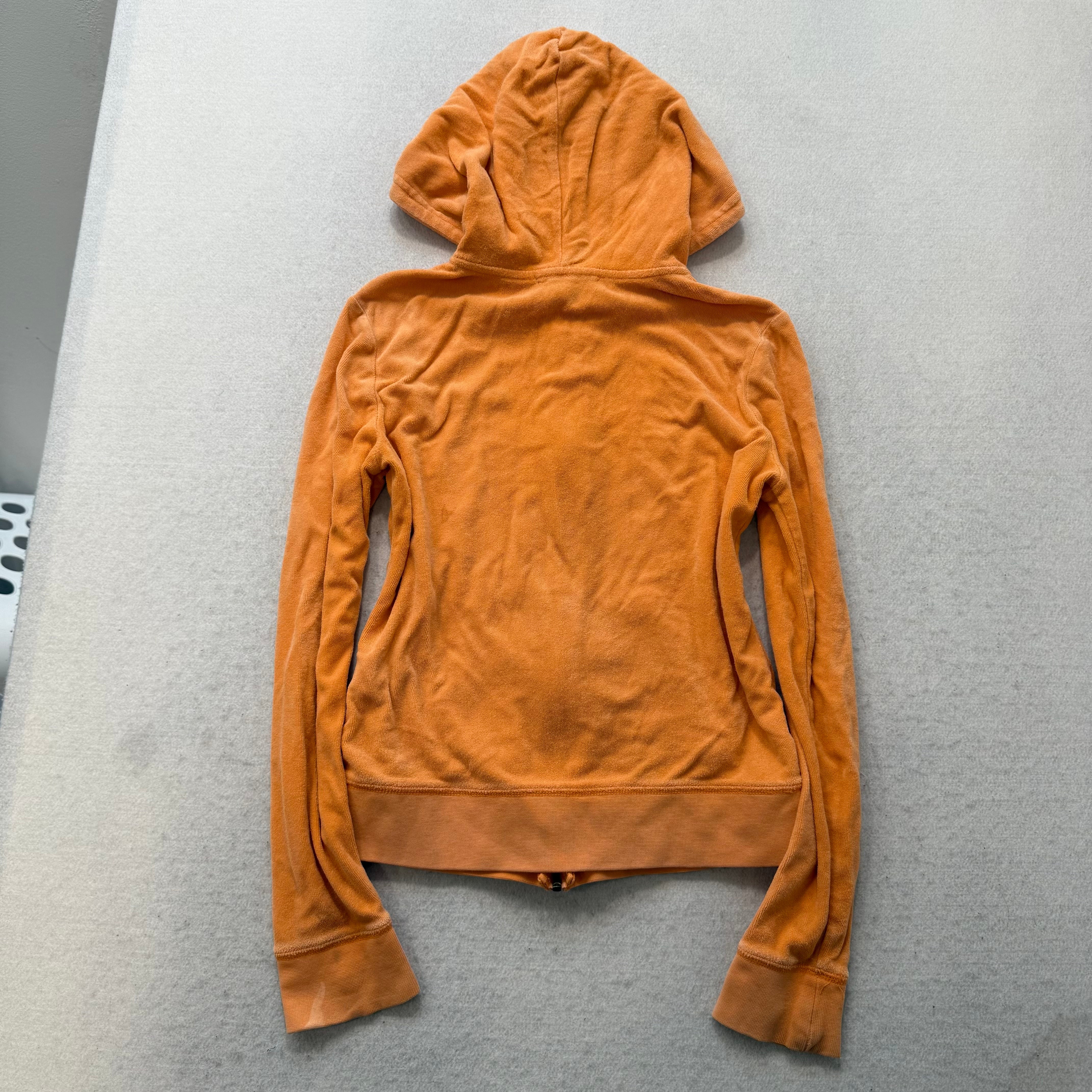 Juicy Couture Women's Apricot Terrycloth Zip Up Hoodie Kangaroo Pocket Size S