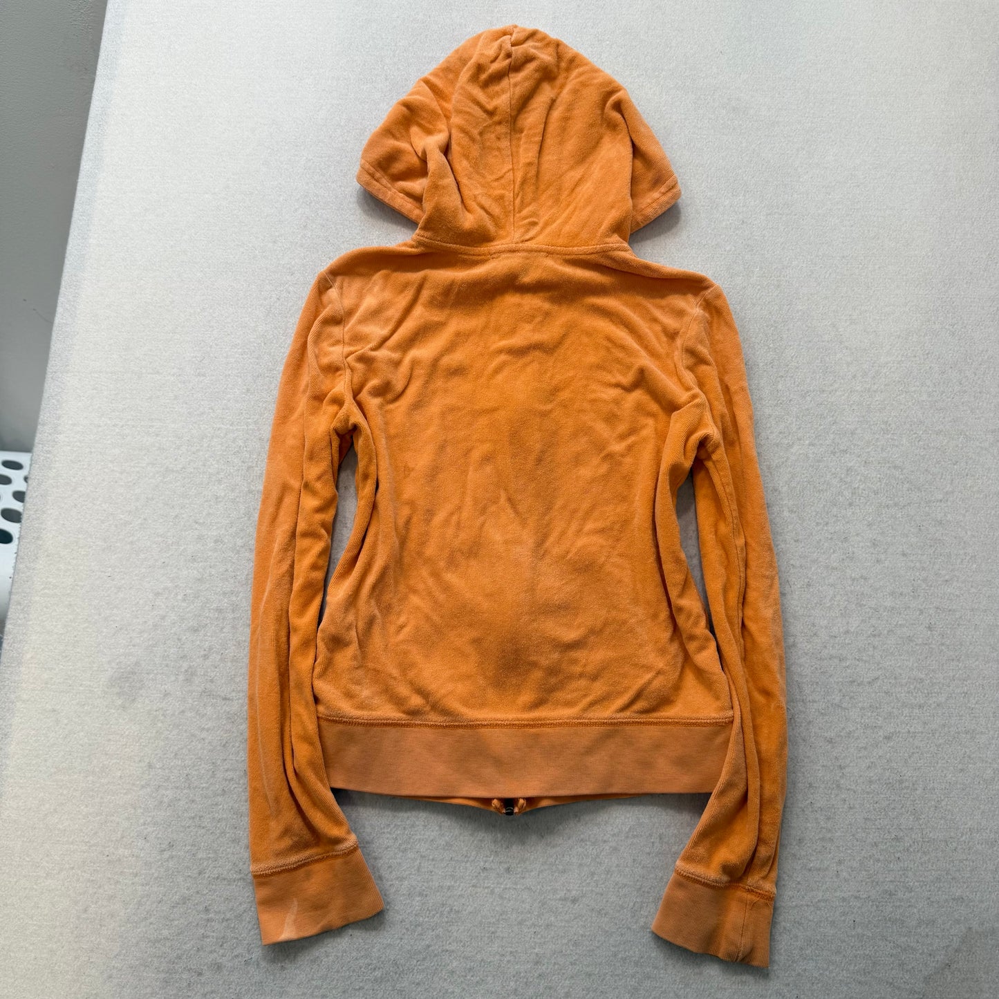 Juicy Couture Women's Apricot Terrycloth Zip Up Hoodie Kangaroo Pocket Size S