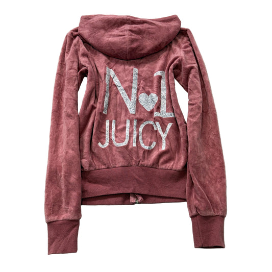 Vintage Juicy Couture N.1 Juicy Women's Mauve Pink Velour Zip-Up Hoodie Size S