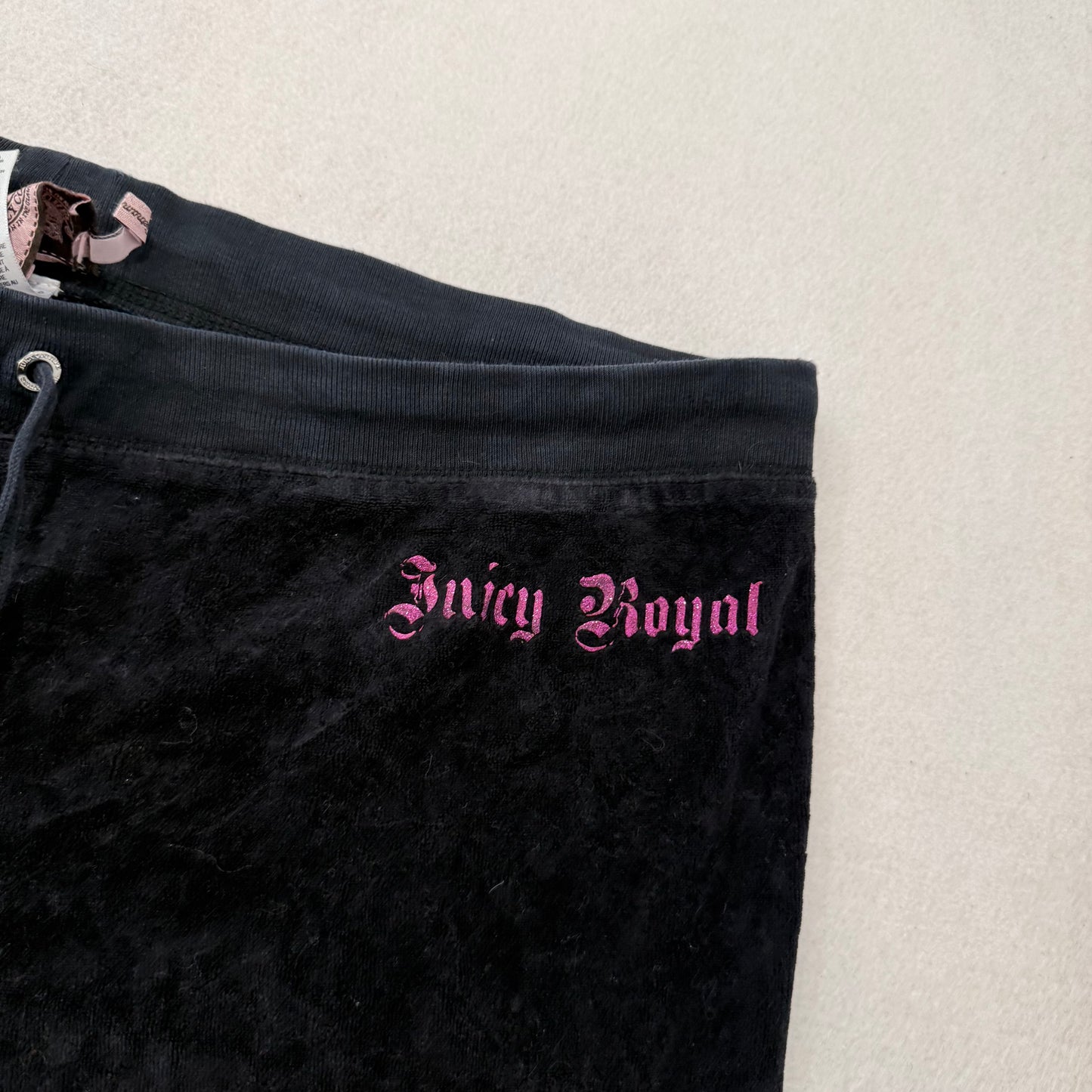Juicy Couture Women's Black Flared Wide Leg Track Pant Embroidered Logo Size XL