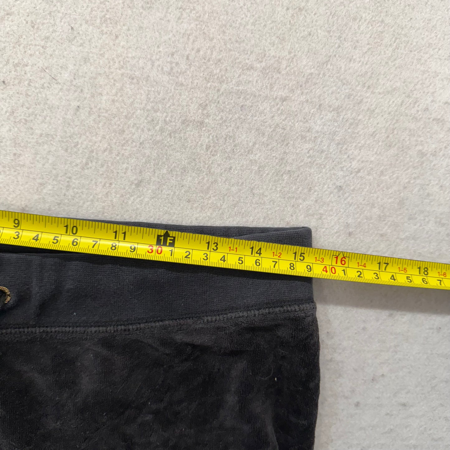 Juicy Couture Womens Black Velour Flared Track Pant Drawstring Loungewear Size M