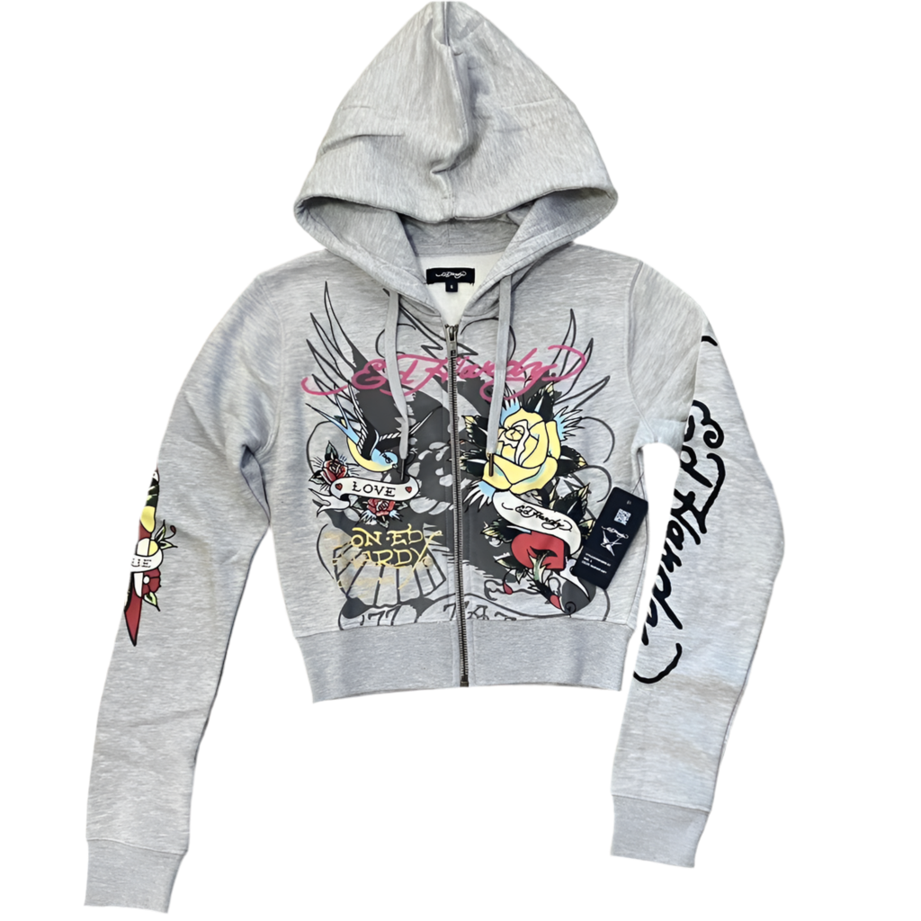 ED HARDY “ROSE HEART” GREY SET