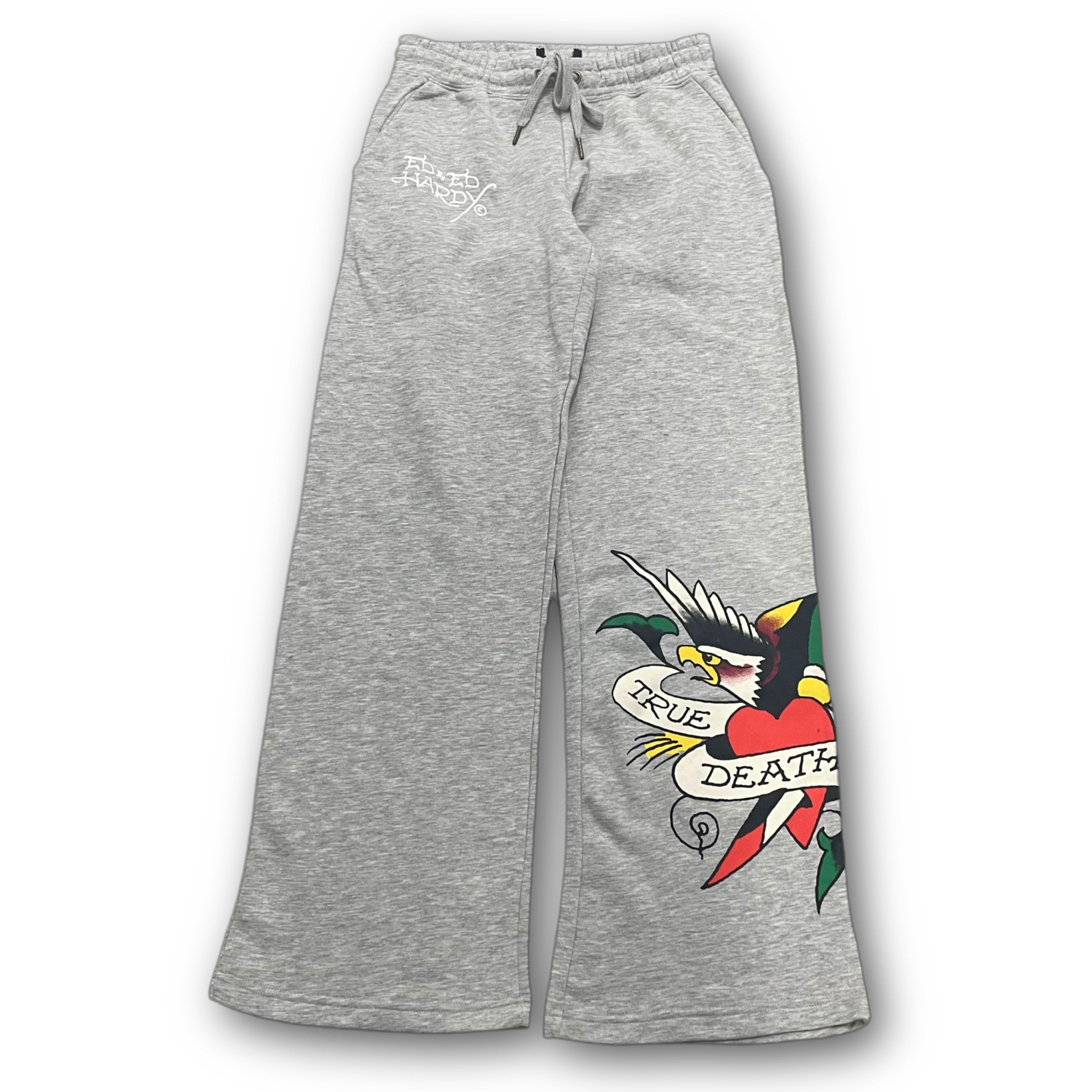 ED HARDY “ Eagle Heart” GREY FLARED PANTS