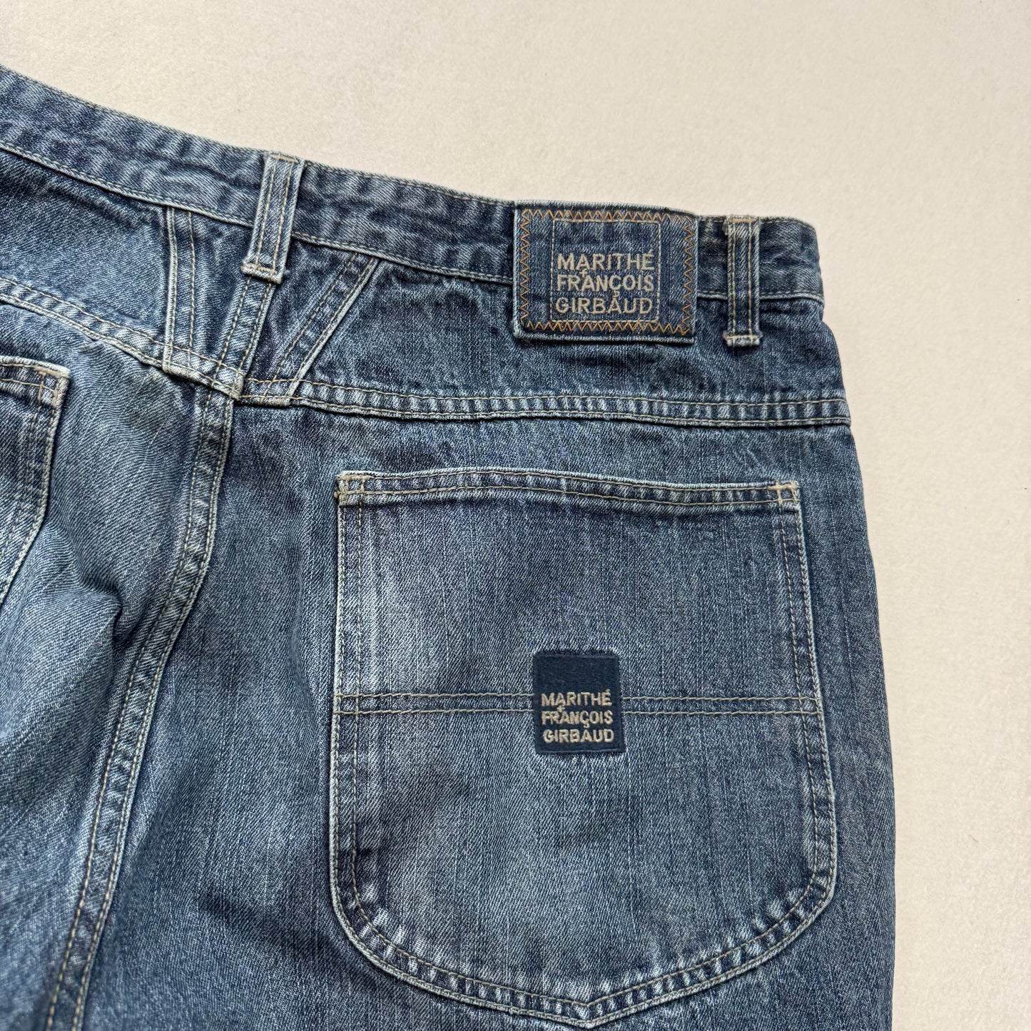 Marithe Francois Girbaud Men's Medium Blue Denim Baggy Carpenter Jeans Size 38M