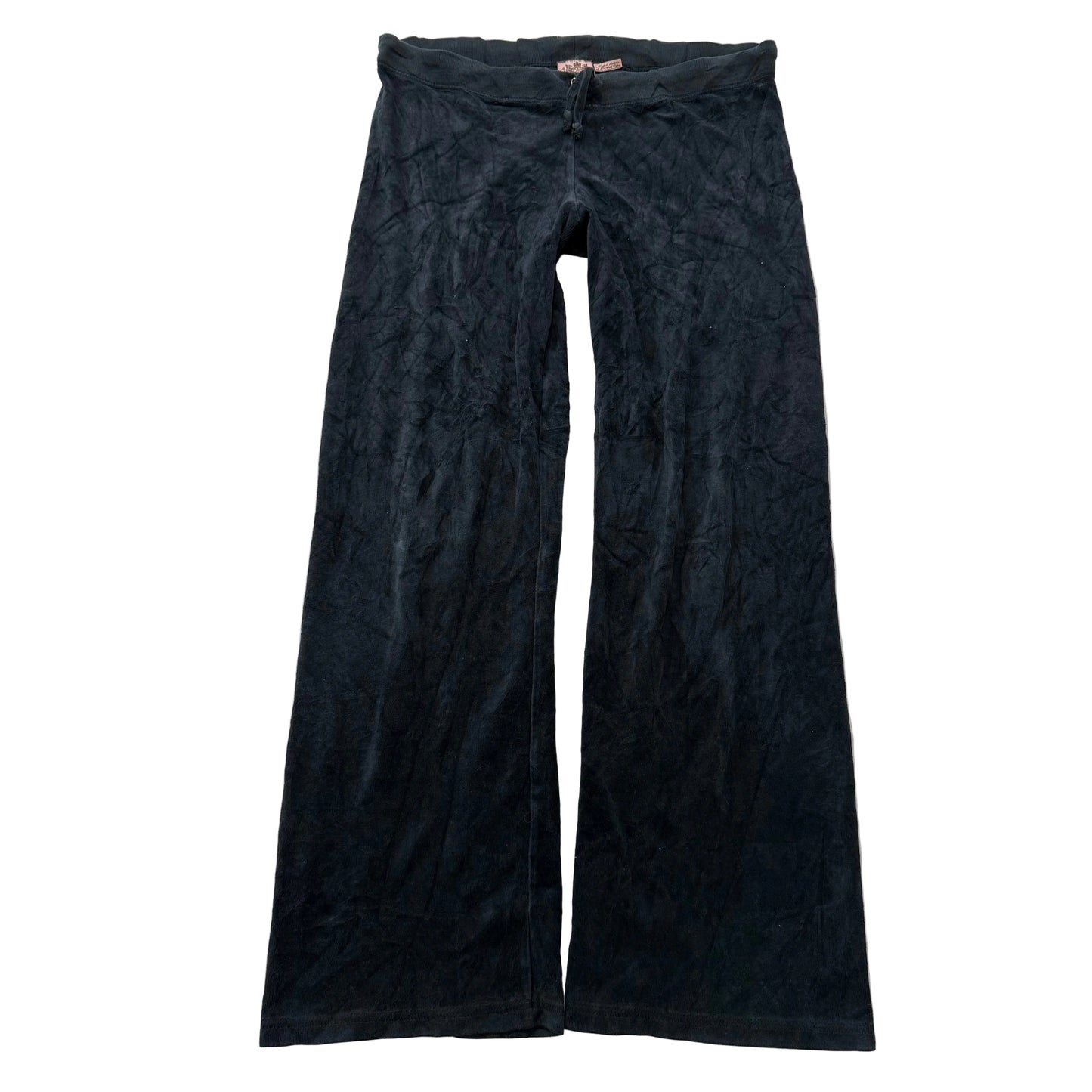 Juicy Couture Women's Black Velour Flare Track Pant Drawstring Loungewear Size M