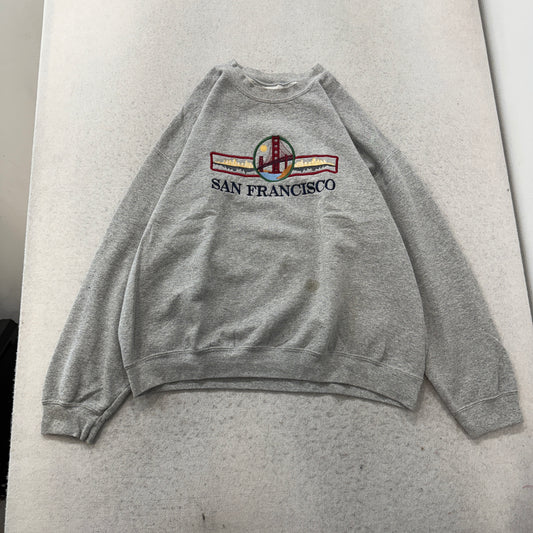 Unbranded San Francisco Embroidered Grey Crewneck Sweatshirt Size L photo 1