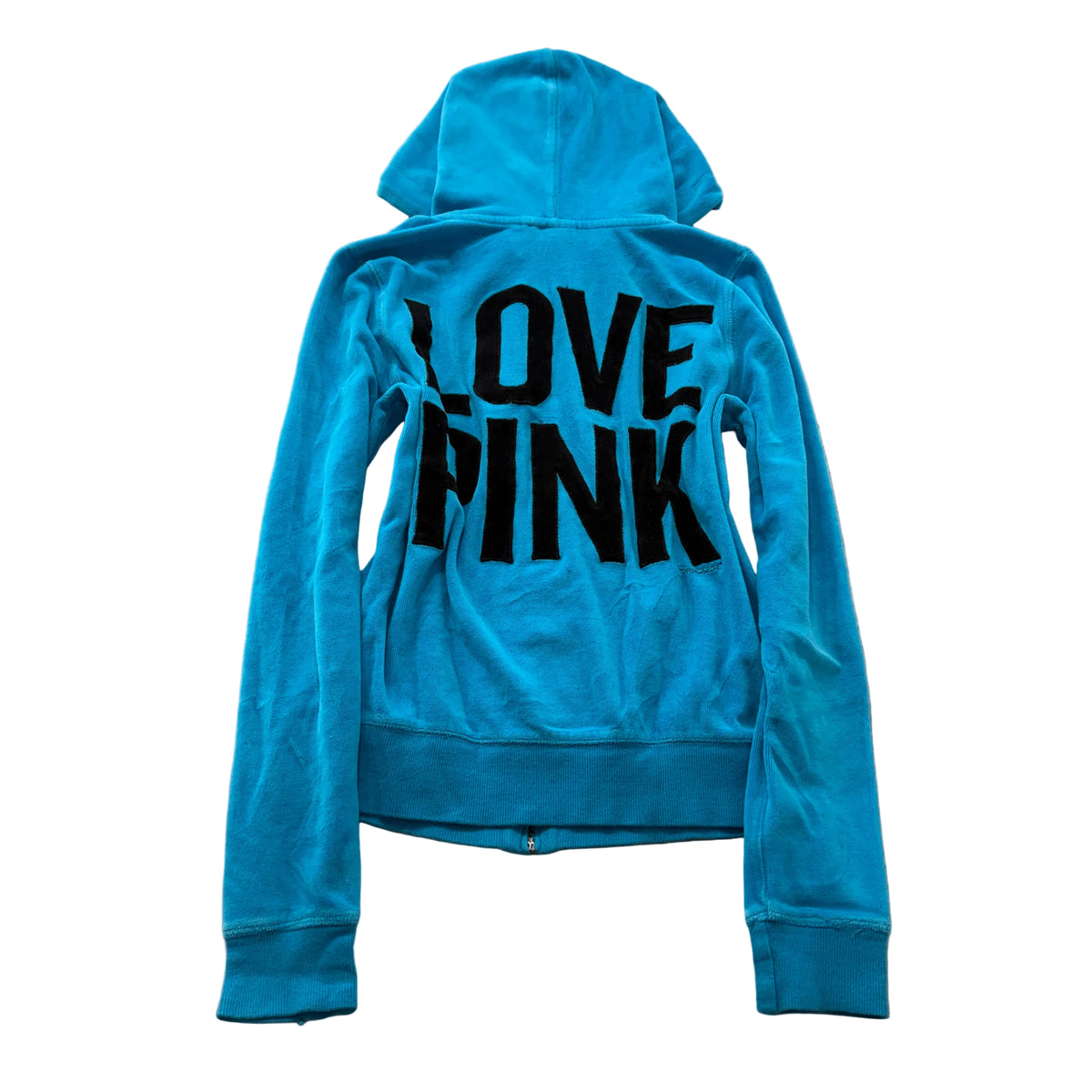 Victoria's Secret PINK Women's Bright Blue Velour Zip-Up Hoodie Pockets Size S