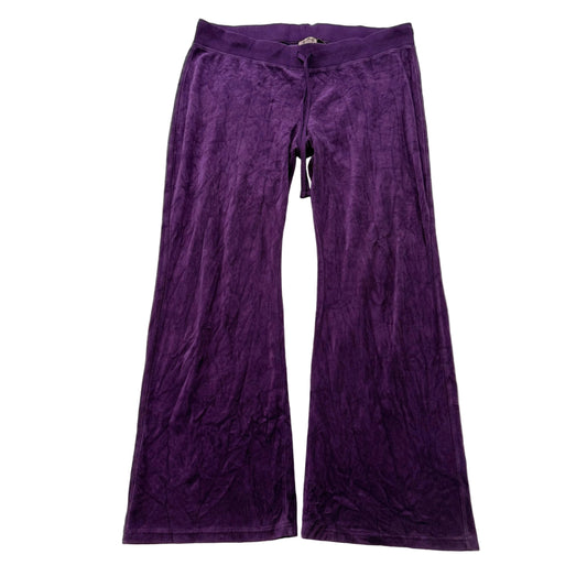Juicy Couture Womens Purple Velour Flared Track Pant Loungewear Low Rise Size XL