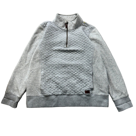 L.L.Bean Women's Grey Quilted Quarter Zip Pullover Sweatshirt Pockets Size XL
