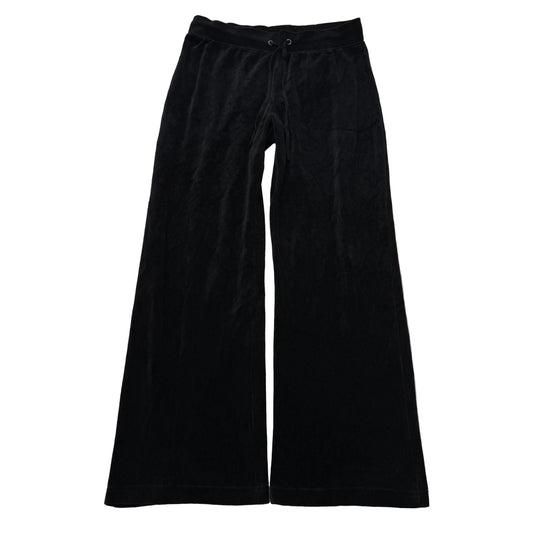 Juicy Couture Women's Black Velour Flared Track Pant Drawstring Low Rise Size M