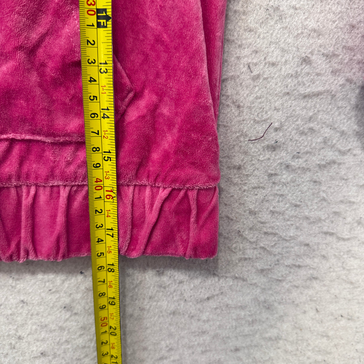 Juicy Couture Womens Pink Velour Zip-Up Hoodie Pockets Ruffle Hem Classic Size S