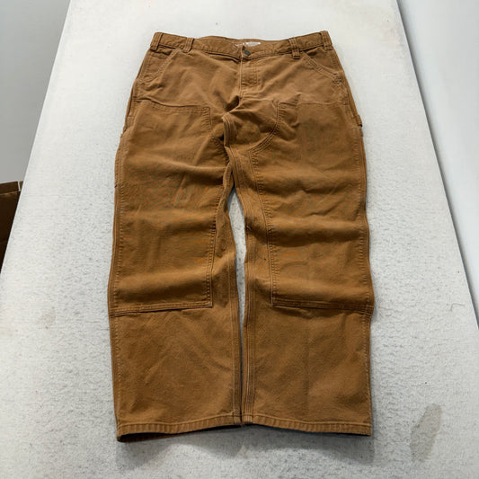 Carhartt Men Brown Canvas Carpenter Pants Relaxed Fit Pockets Classic Size 38x30