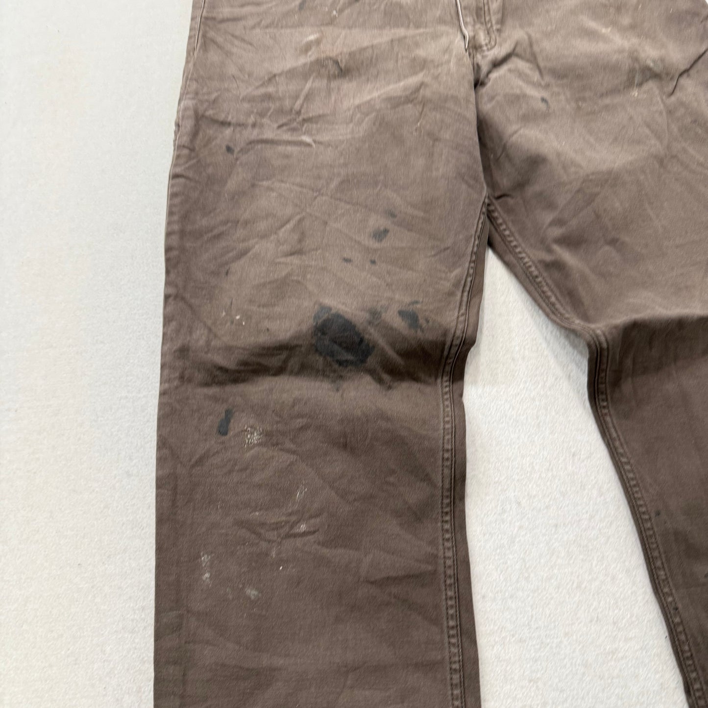 Carhartt Men's Duck Brown Cotton Relaxed Fit Carpenter Pants Workwear Waist 36