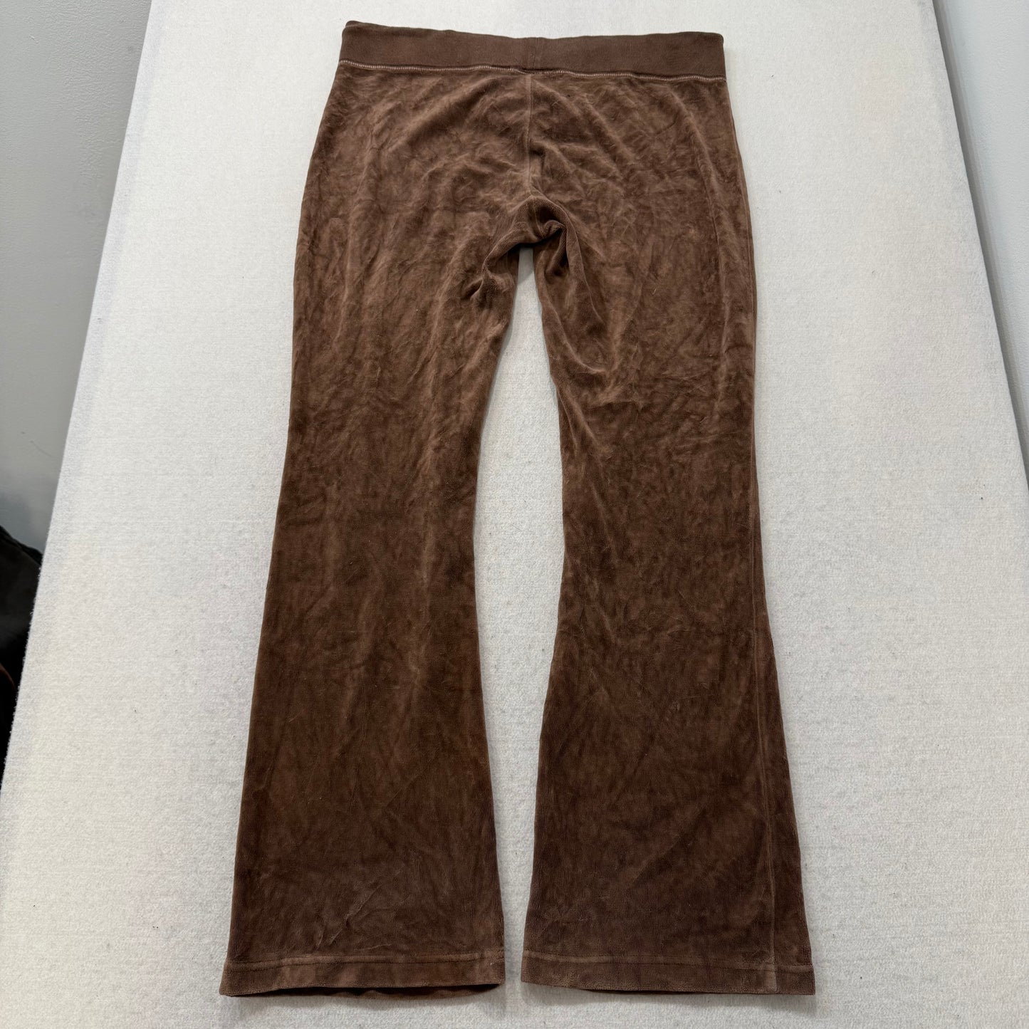 Vintage Juicy Couture Women's Brown Velour Flared Track Pant Loungewear Size L