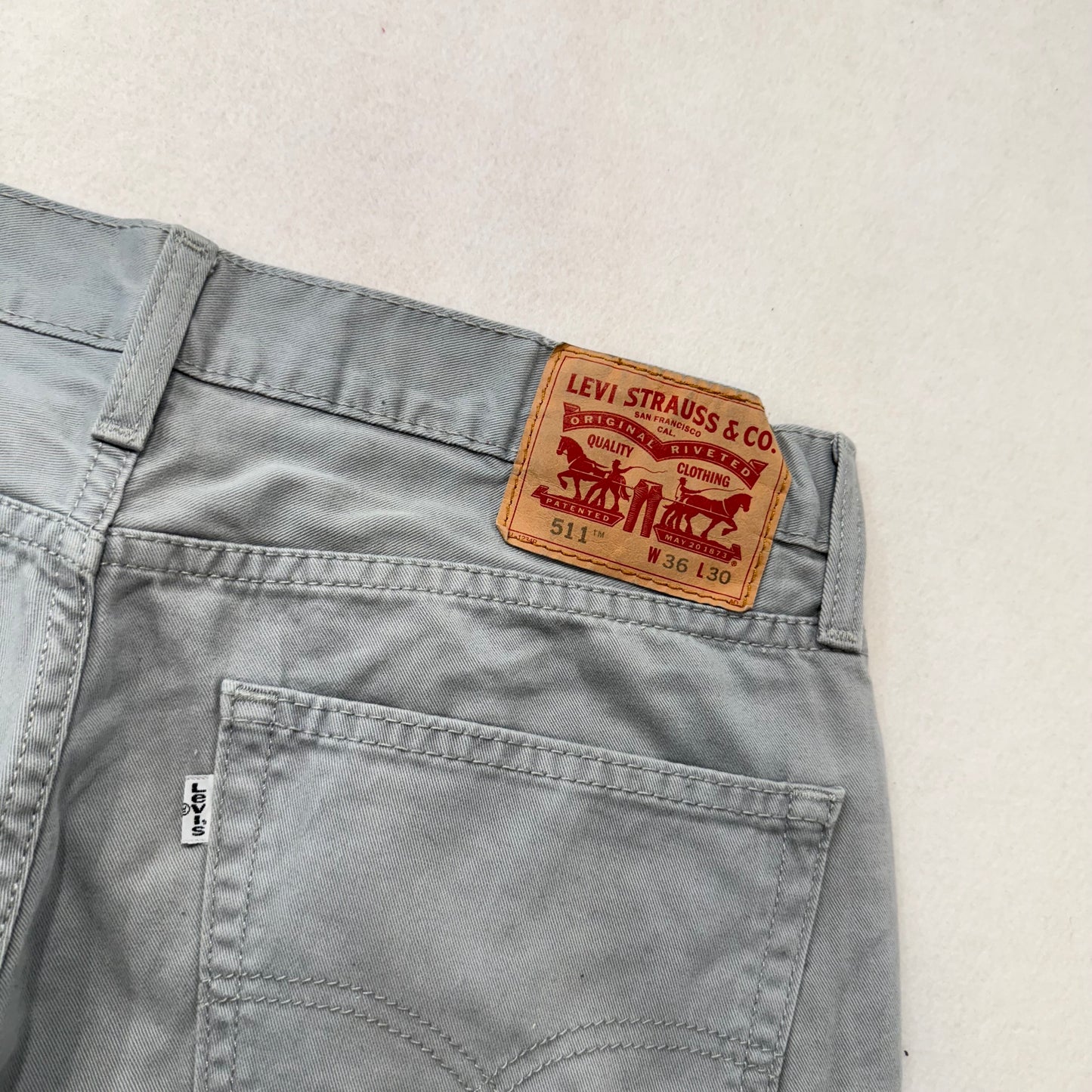 Levi Strauss & Co. 511 Men Stone Grey Cotton Slim Fit Straight Leg Pant Waist 36