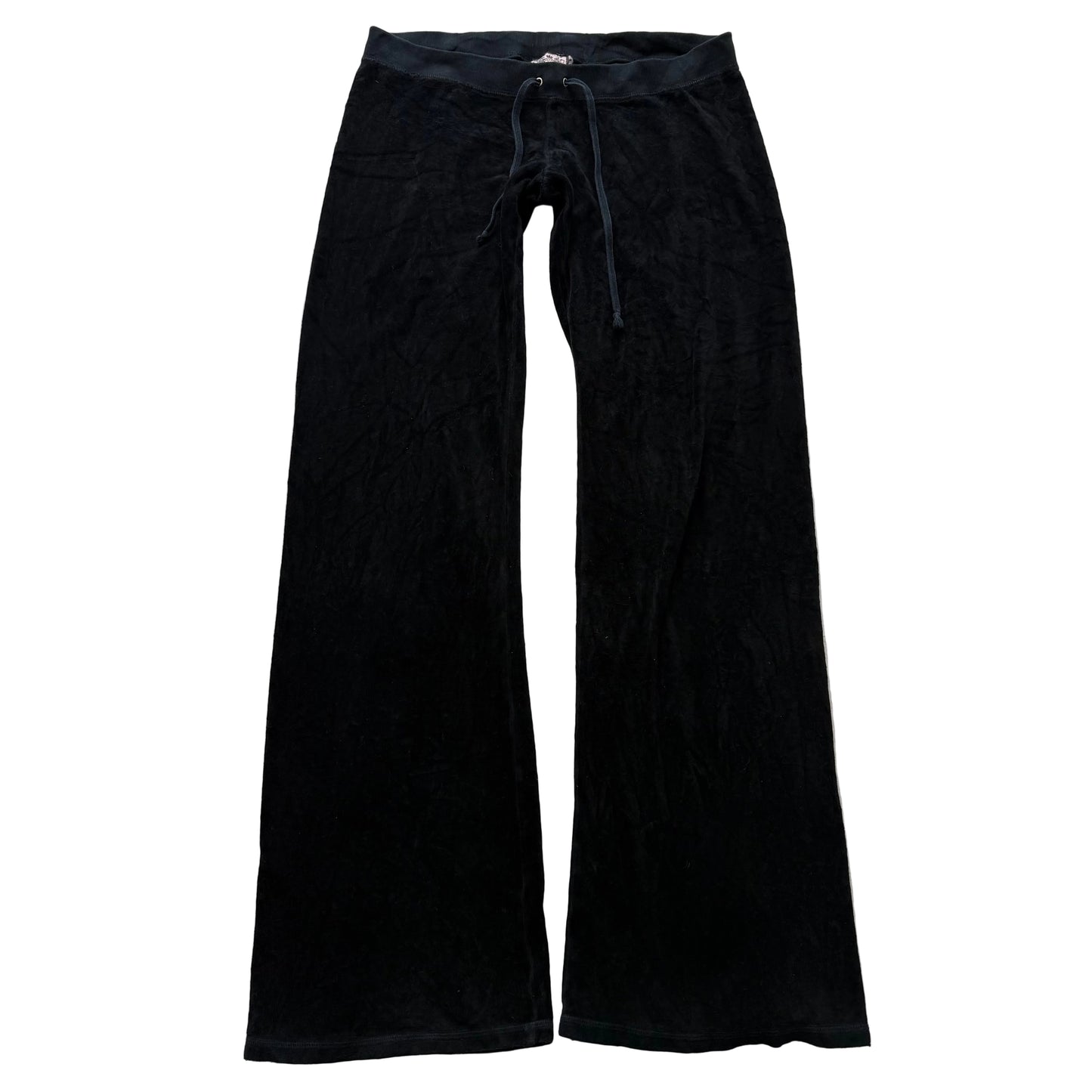 Juicy Couture Women's Black Velour Flared Track Pant Low Rise Loungewear Size M
