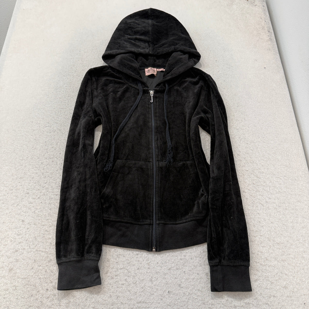 Juicy Couture Women's Black Velour Tracksuit Set Zip-Up Hoodie & Flare Pant - M
