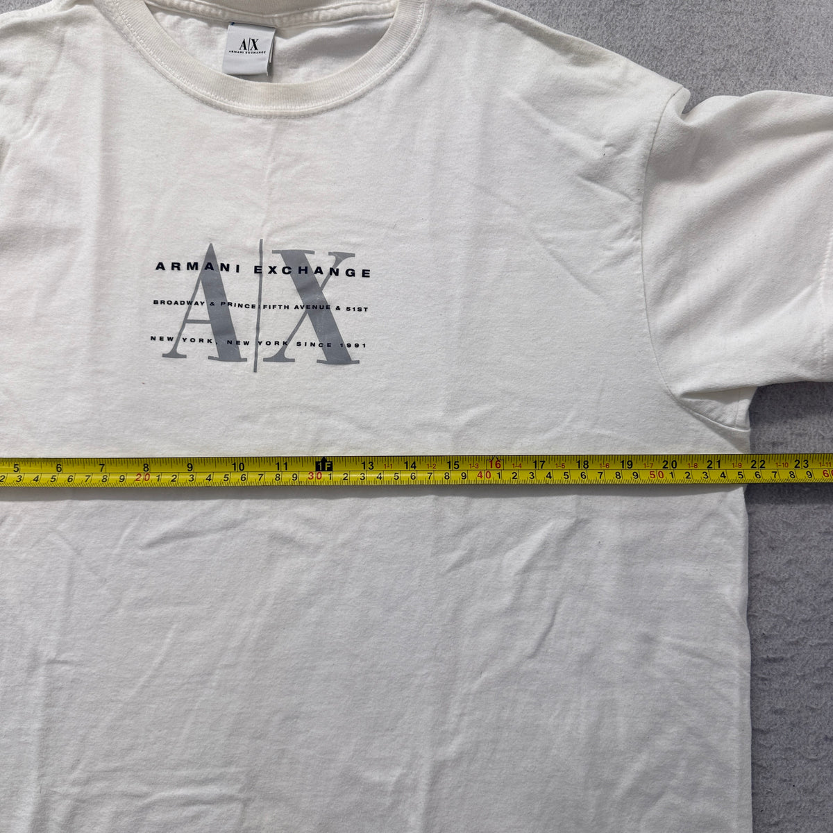 Armani Exchange cream tee chest measurement