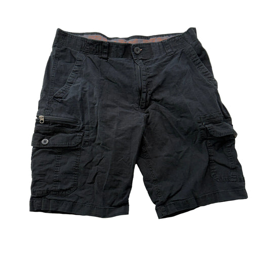 WearFirst Free-Band Men's Black Cargo Shorts Pockets Zip-Fly Stretch Size W35