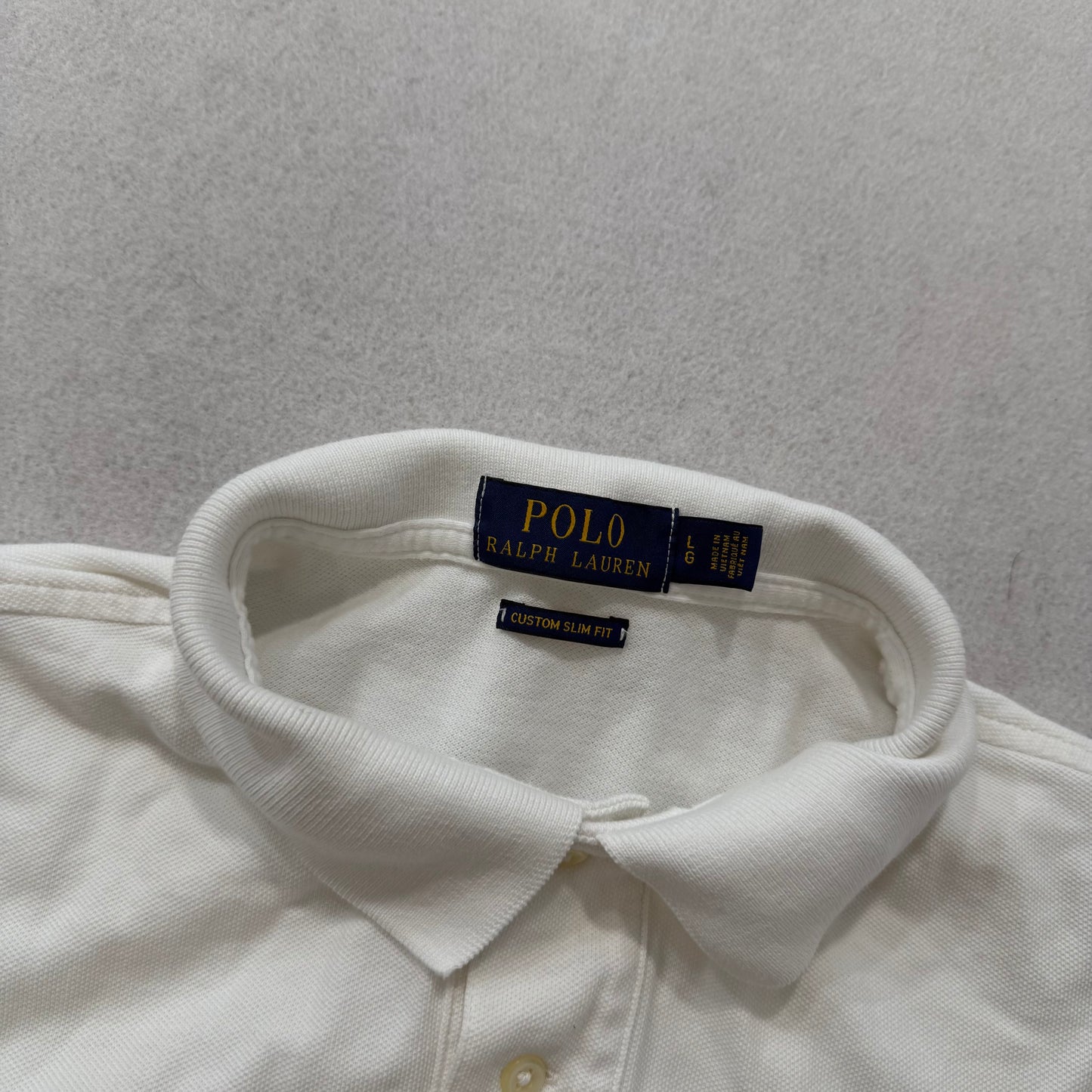 Polo Ralph Lauren Men's White Cotton Slim Fit Polo Shirt Short Sleeves Size L