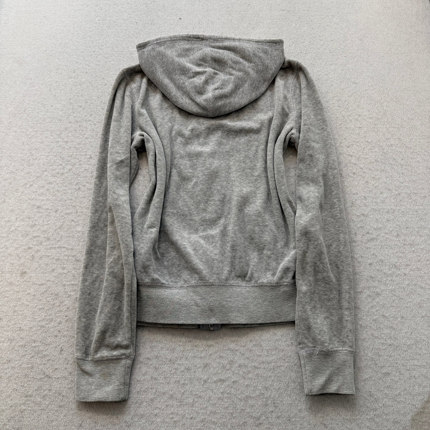 Juicy Couture Women's Grey Velour Long Sleeve Zip-Up Hoodie Pockets Y2K Size M