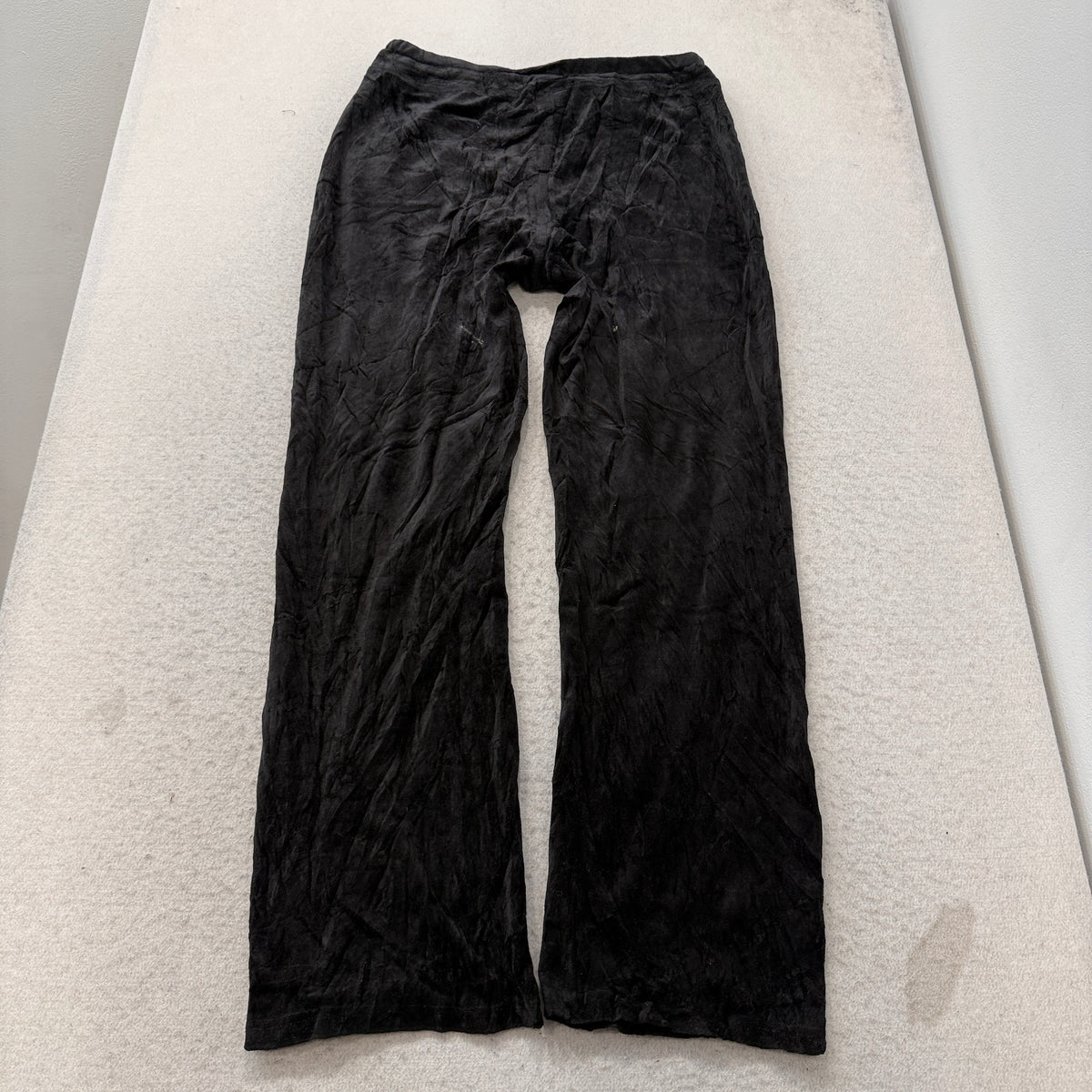 Vintage Juicy Couture Women's Black Velour Flared Track Pants Drawstring Size L
