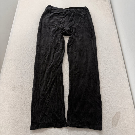 Vintage Juicy Couture Women's Black Velour Flared Track Pants Drawstring Size L