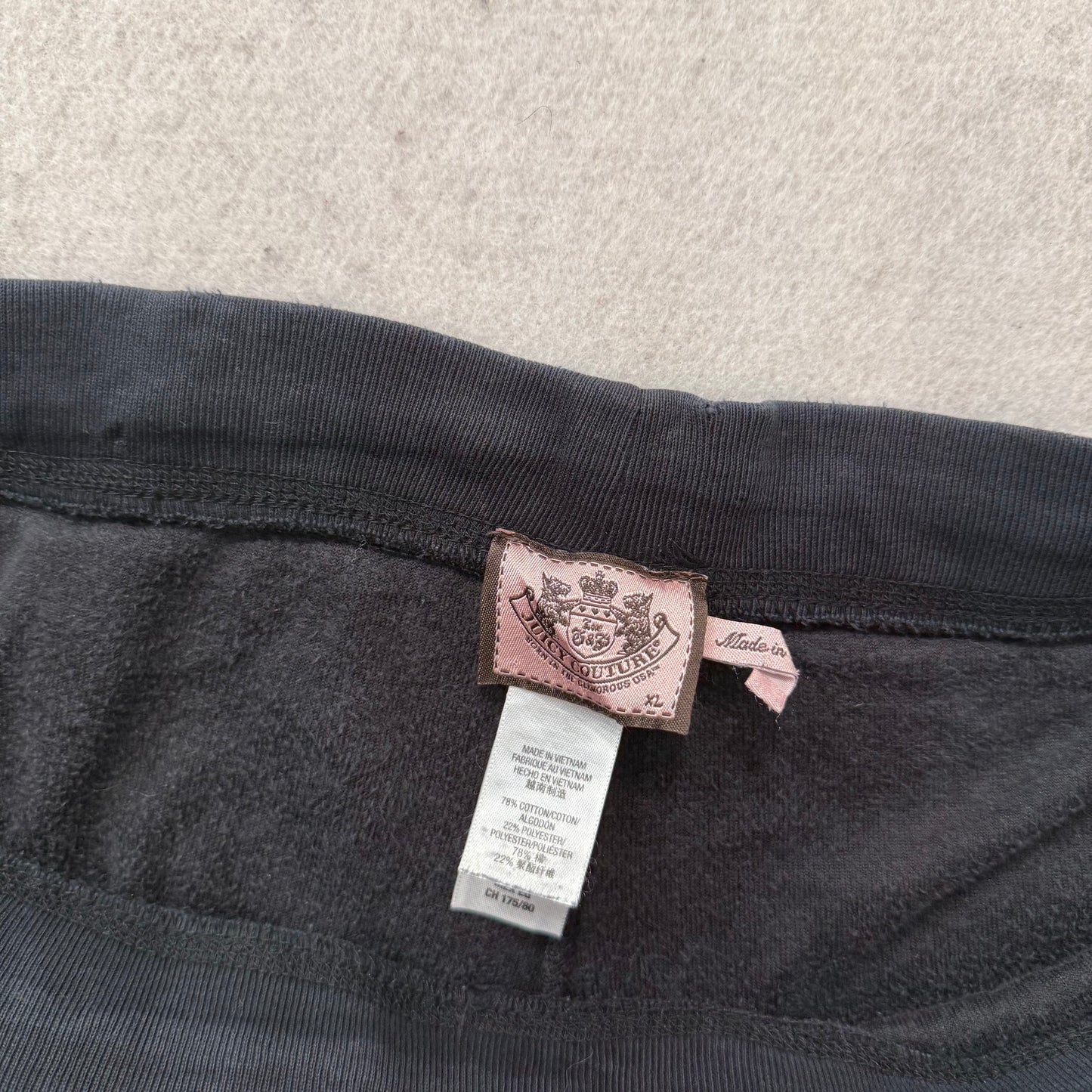Juicy Couture Women's Black Flared Wide Leg Track Pant Embroidered Logo Size XL